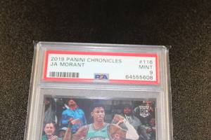 lot 218 image: 2019-20 Panini Chronicles Ja Morant Rookie Card #116 w Young Dolph PSA 9
