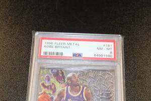 lot 223 image: 1996-97 Fleer Metal Kobe Bryant #181 Rookie Card PSA 8