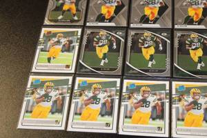 lot 228 image: 2020 AJ Dillon Football Rookie Card Lot  24 Rookie Cards