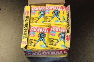 lot 285 image: 1981 Fleer In Action Football Unopened Partial Box Pack Lot  32 Packs