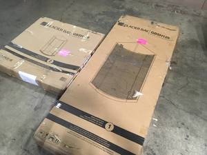 Glacier Bay Glamour 38 in. x 77 in. Corner Drain Corner Shower Kit in White and Satin Nickel Hardware Customer Returns See Terms on Auction