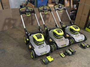 Lot of 3 RYOBI 40V HP Brushless 21 in. Cordless Battery Walk Behind Self-Propelled Lawn Mower with (2) 6.0 Ah Batteries and Charger customer Returns See Terms on Auction