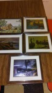 lot 345 image: (5)  Artwork - Vintage Foil Fishing Railroad