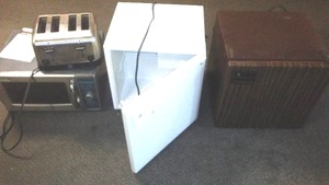 lot 347 image: Microwave, Toaster, 2 Dorm Fridges.