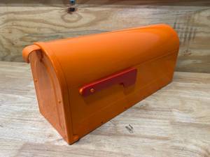 lot 49 image: ARCHITECTURAL MAILBOXES MB1 Orange, Medium, Steel, Post Mount Mailbox