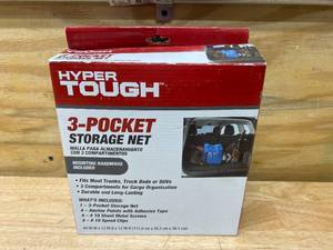 lot 57 image: HYPER TOUGH Automotive Organizer 3 Pocket Storage Net in Black