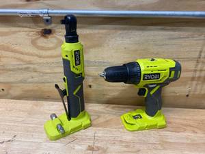 lot 58 image: RYOBI ONE 18V Cordless 38 in. 4-Position Ratchet with P215 18V One 12in. Li-Ion Drill Driver (Tools Only)
