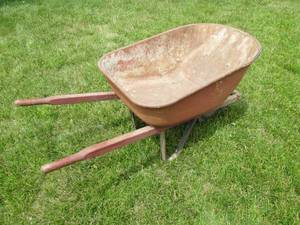 Wood frame metal wheelbarrow...