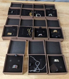 lot 249 image: Collection of 11 Pieces of Personalized Jewelry Rings and Necklaces