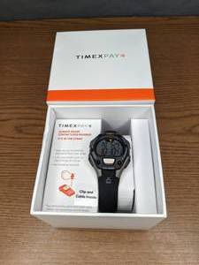 lot 45 image: Timex Mens IRONMAN Classic 30 Silvertone Black Silicone Strap Watch with Timex Pay