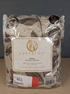 lot 228 image: Superior Leaves Blackout 104 x 108 Grommet Window Panel Pair - Espresso