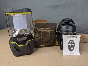lot 237 image: Core Equipment 1000-Lumen Rechargeable Camp Lantern and TikiTunes Portable Bluetooth Speaker with LED Light Effects