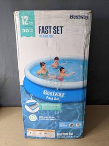 lot 412 image: Bestway Fast Set 12 x 30 Round Inflatable Pool Set