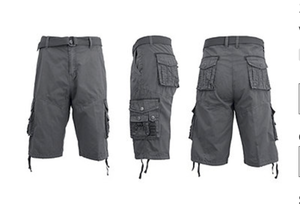lot 223 image: Galaxy by Harvic Mens Belted Cargo Shorts - Grey Size 32