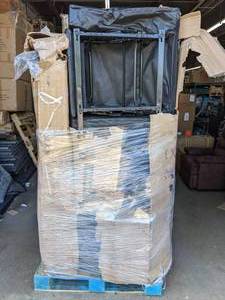 lot 449 image: Pallet of Home Savings Queen Canopy Bed, Proform Treadmill, ACME Sofa, Utility Cabinet
