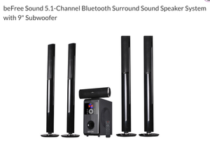 lot 453 image: beFree Sound 5.1-Channel Bluetooth Surround Sound Speaker System with 9 Subwoofer