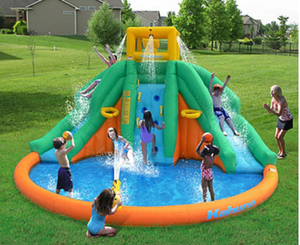 lot 465 image: Magic Time Twin Peak 168 x 168 x 102 Inflatable Water Park with Slide