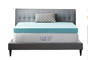 lot 470 image: Lucid Comfort Collection 4 Gel Memory Foam Mattress Topper - King