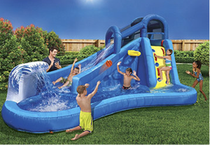 lot 472 image: Banzai Surf N Splash Inflatable Water Park with Slide with Basketball Hoop
