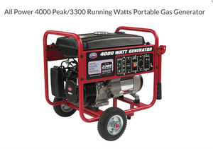 lot 476 image: All Power 4000 Peak3300 Running Watts Portable Gas Generator