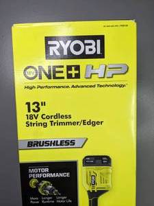 lot 22A image: Brand New ONE HP 18V Brushless 13 in. Cordless Battery String Trimmer with 4.0 Ah Battery & Charger T