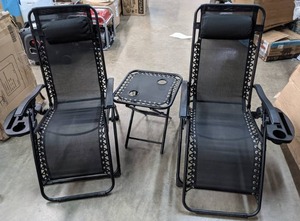 lot 501 image: Patio Premier 3-Pc. Zero Gravity Chair Set