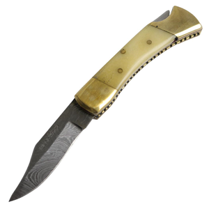 HANDMADE 5 Damascus Blade Hand Forged Hunting Folding Knife Bone Handle