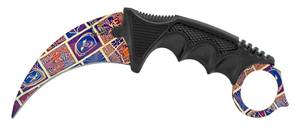 7.5 Karambit Fighting Claw Knife with Carrying Case - Artistic Design