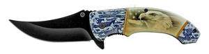 4.75 Trailing Point Spring Assisted Folding Pocket Knife with Belt Clip - American Flag Eagle