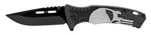 4.75 Spring Assisted Drop Point Traditional Folding Pocket Knife - Punisher Skull