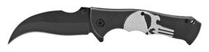 4.75 Textured Handle Spring Assisted Folding Pocket Knife with Belt Clip - Punisher Skull