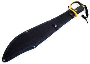 23.5 Black & Silver Machete with A Black Yellow Handle & Sheath