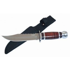 10 Silver Stainless Steel Hunting Knife Wood Handle with Sheath