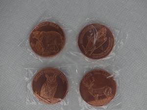 4 1 oz Wildlife Themed Copper Rounds