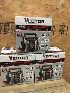 Lot of 3 not used Vector 800 Peak Amp Jump Starter, 120 PSI Air Compressor, Three USB Charging Ports, Rechargeable