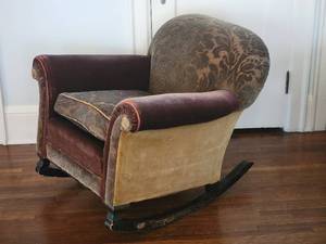 lot 4 image: Antique Art Deco Mohair Rocking Chair