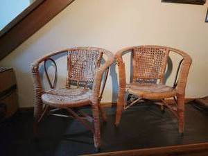 lot 62 image: Vintage Rattan Doll Chairs