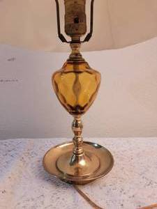 lot 64 image: Amber Glass Candlestick Lamp