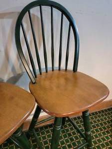 lot 47 image: Swivel Windsor Bar Chairs, pair