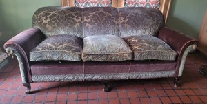 lot 3A image: Antique Art Deco Mohair Salon Sofa