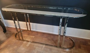 lot 12 image: Sleek Modern Glass Console Table