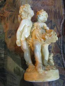 Vintage Chalkware Putti Cherub Statue Children