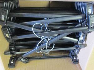 lot 22 image: box of plastic hangers with clips ...
