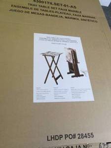 lot 220 image: linon marble-look tv tray set ...