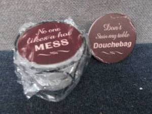 8 pk Funny Coasters with Holder...