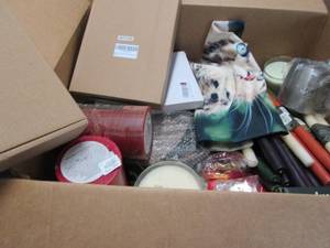 Box of Overstock Candles & Dcor ...