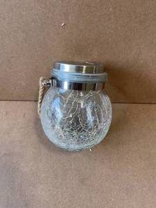 lot 68 image: Unbranded Solar 5.5 in. 30 Copper Warm White Fairy Lights in Crackled Glass Jar