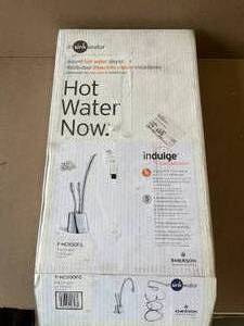 lot 39 image: InSinkErator Indulge Contemporary Series 2-Handle 8.4 in. Faucet for Instant Hot & Cold Water Dispenser in French Gold