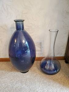 lot 149 image: 2 large blue glass vases