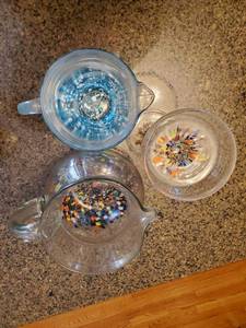 lot 166 image: 3 multi-colored encased glass pieces